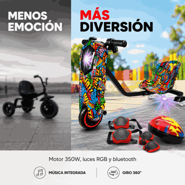 Triciclo Eléctrico Infantil 350W con Bluetooth y Luces RGB Diseño 2