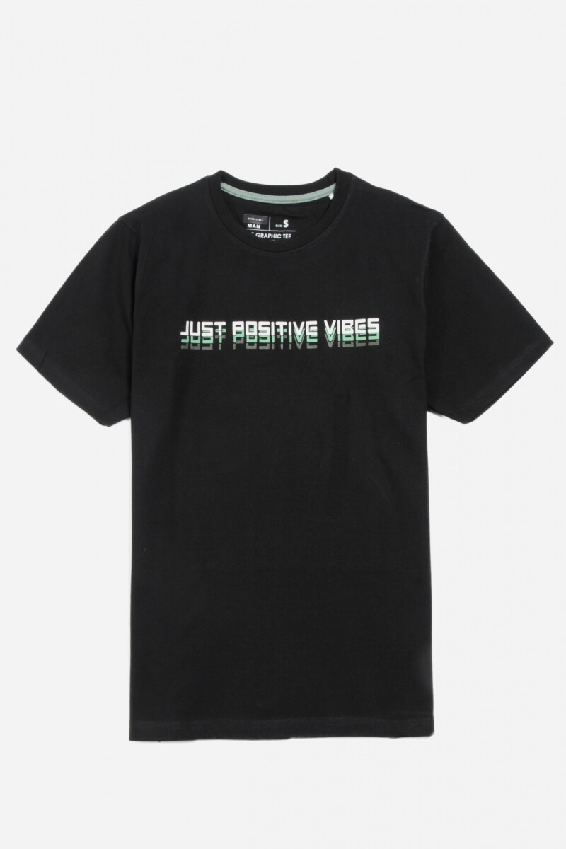 Remera Just Positive Vibes NEGRO