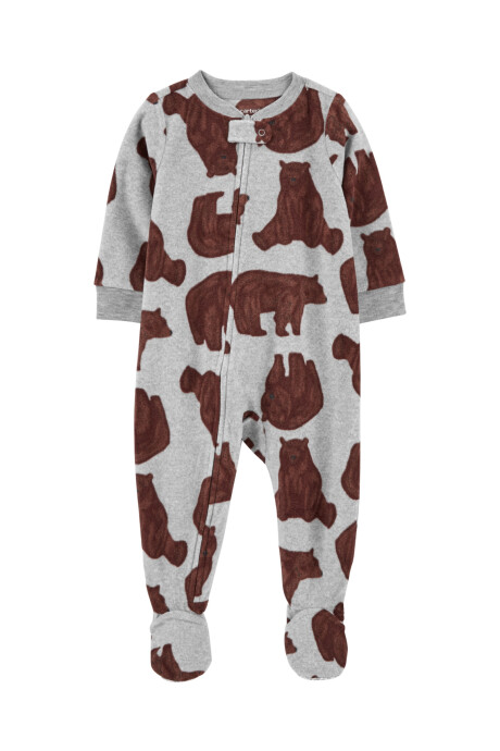 Pijama una pieza de micropolar con pie, diseño oso Sin color