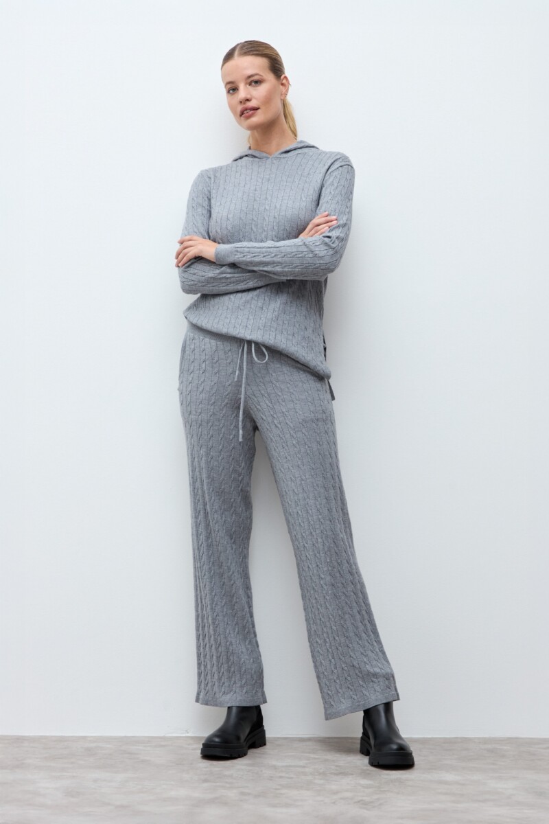 Pantalón tejido estructuras gris melange