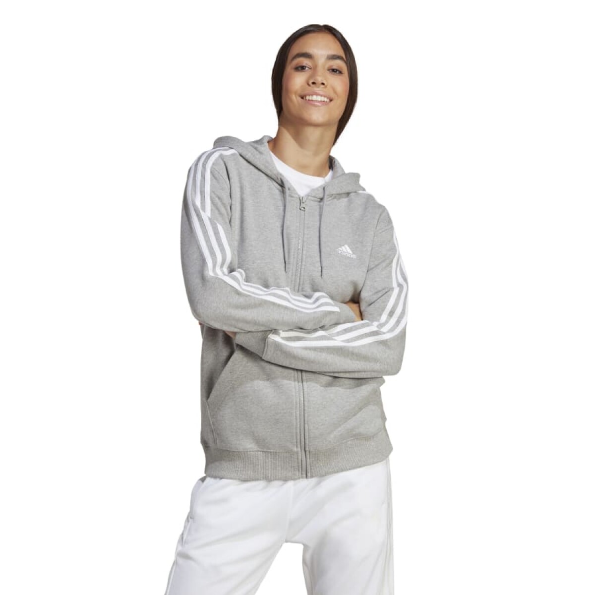 Campera Adidas Essentials de Mujer - IC9917 - Gris Medio-blanco 