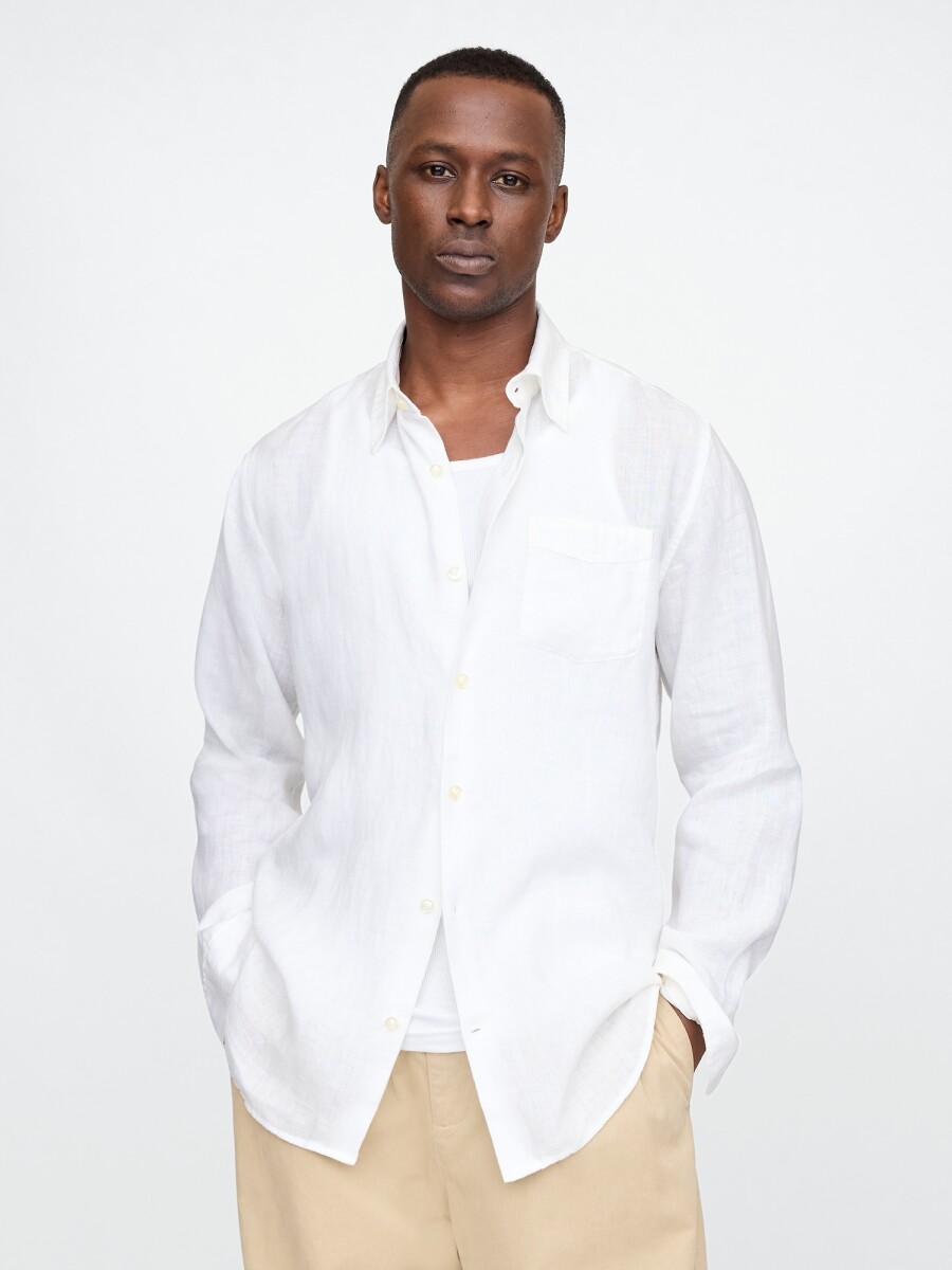 Camisa De Lino Hombre - Optic White V6 