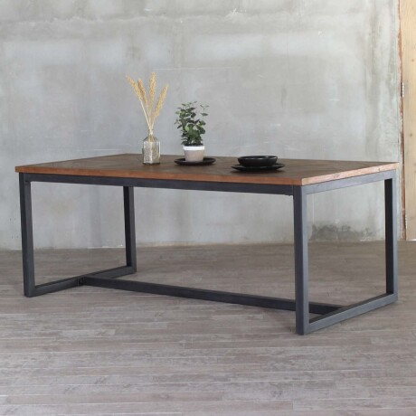 MESA DE COMEDOR MADERA-Y-METAL NATURAL-BEIGE DOMINIQUE