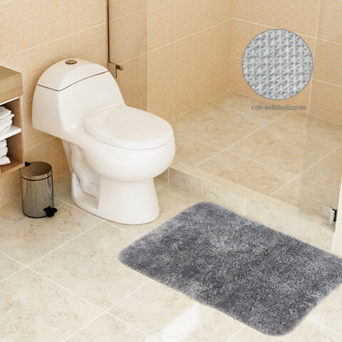 Alfombra Baño con Pelo Largo Home Class 40 x 60 cm GRIS