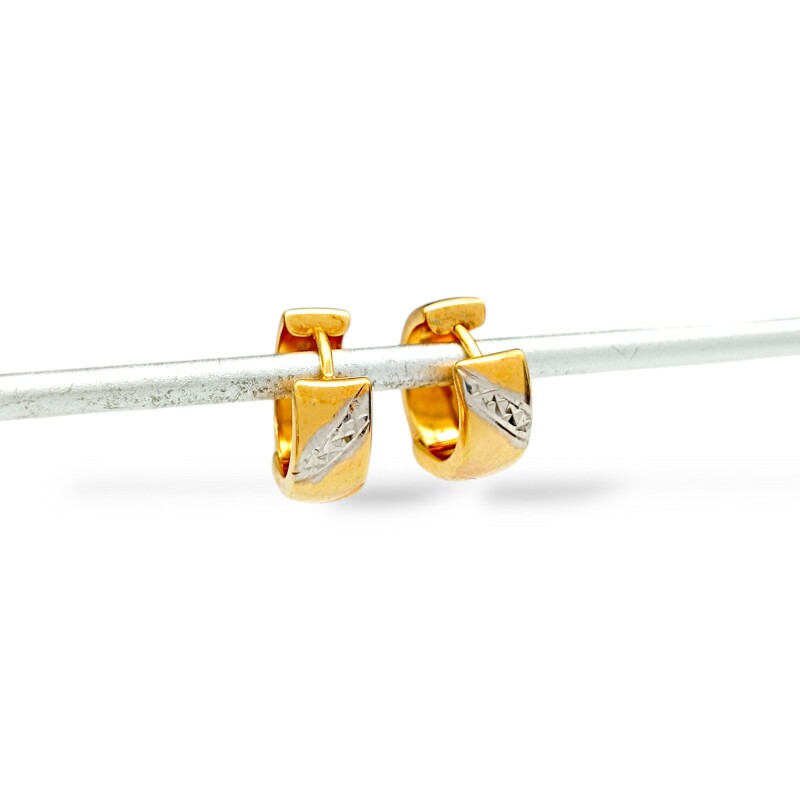 Caravanas - Aros de oro amarillo y oro blanco- Oro bajo - Sin piedra- CA8246 sinpiedra