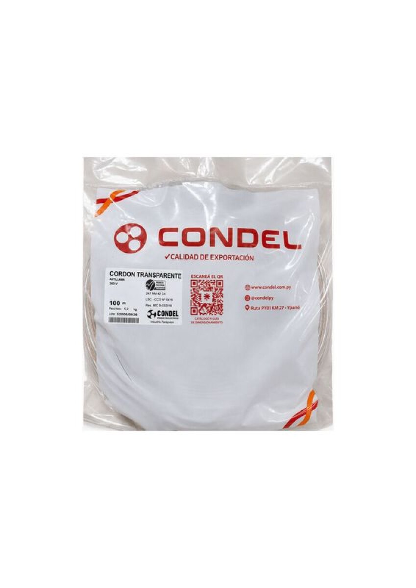 CABLE CORDON 2X1,00MM2 TRANSP. CONDEL 