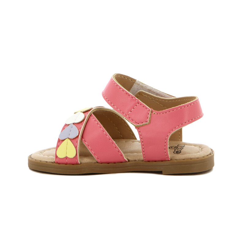 Angus Sandalia Niña Tira Cruzada C/ Pulsera Y Velcro Coral