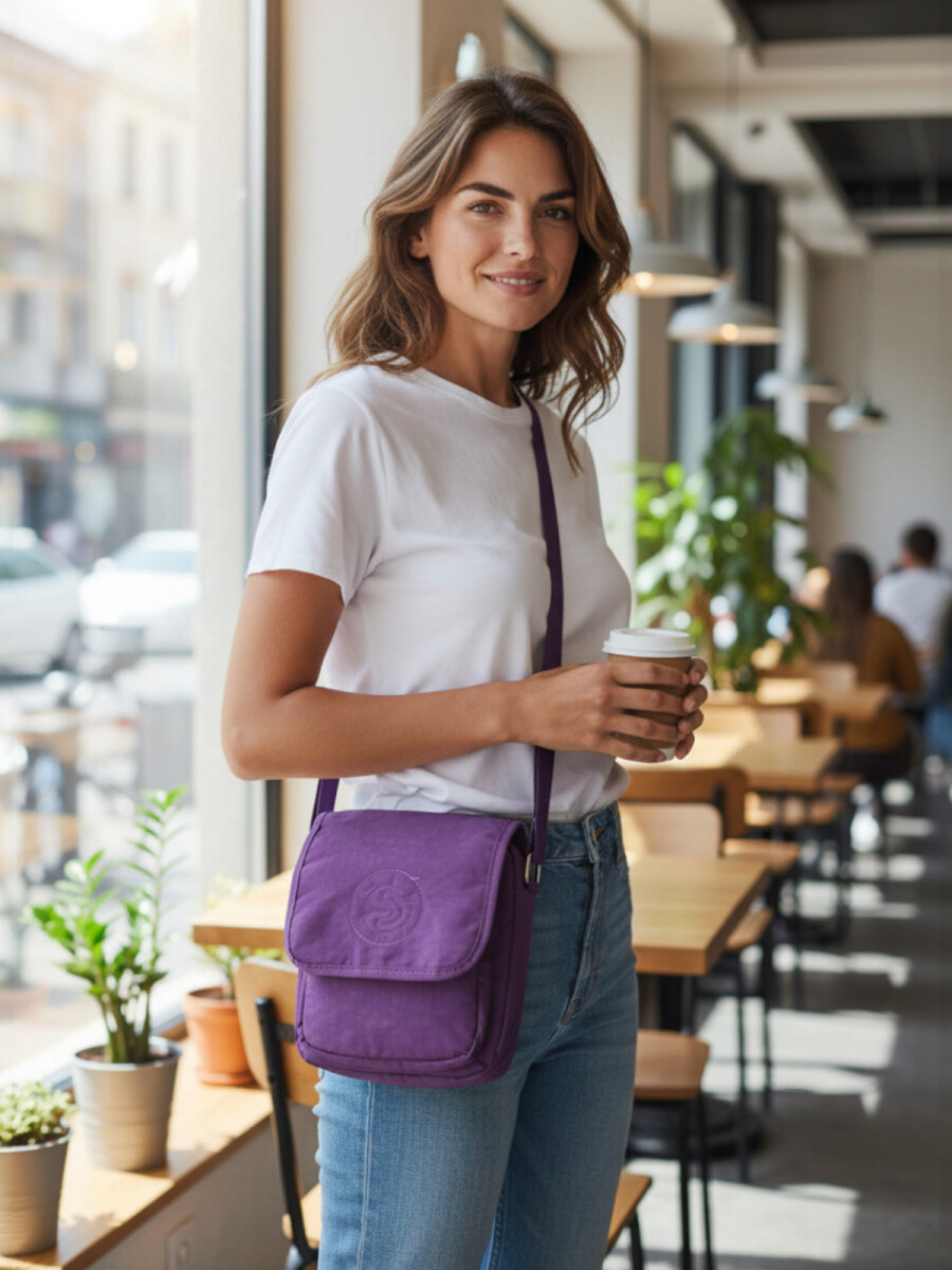 Morral Cruzado (Bandolera) en Tafeta Amasada - Violeta 