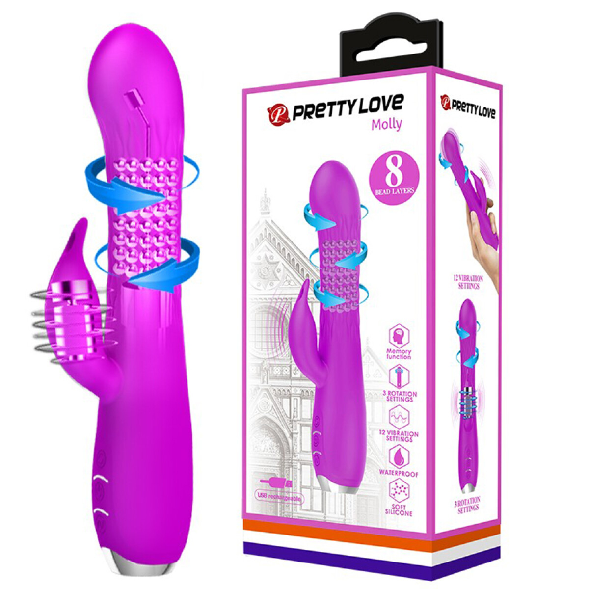 Molly Pretty Love Vibrador Rotador Silicona - Violeta 