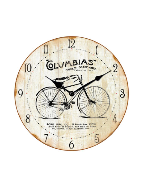 RELOJ DE PARED MDF D28.8X3.5CM BICICLETA COLUMBIAS RELOJ DE PARED MDF D28.8X3.5CM BICICLETA COLUMBIAS