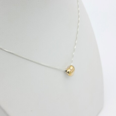 Conjunto de cadena en plata 925 dije pasante en double de oro 18 ktes, CORAZON. Conjunto de cadena en plata 925 dije pasante en double de oro 18 ktes, CORAZON.