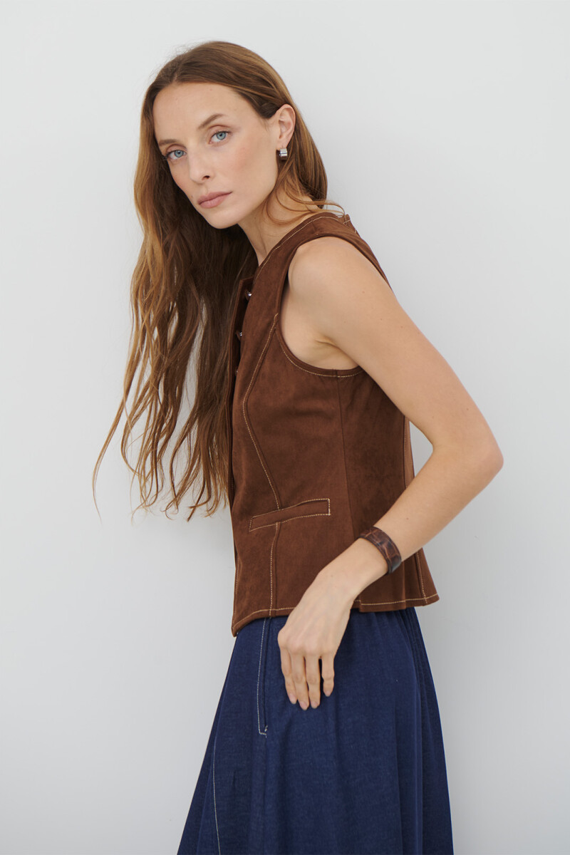 CHALECO SUEDE MARRON