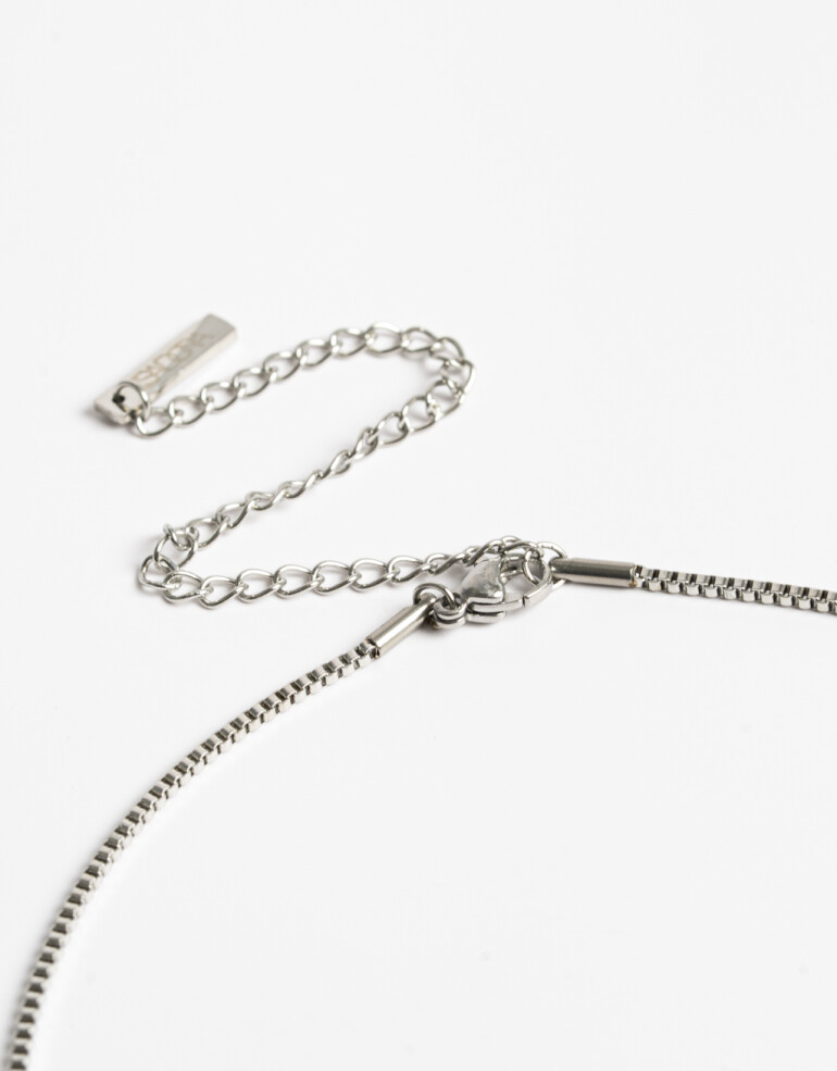 Collares Cortos Metal Collar Para Hombres De Acero Cadena Gruesa - Plateado