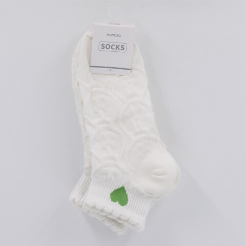 MEDIAS TOBILLERAS PARA MUJER CON CORAZÓN VERDE (3 PARES/BLANCOS) MEDIAS TOBILLERAS PARA MUJER CON CORAZÓN VERDE (3 PARES/BLANCOS)