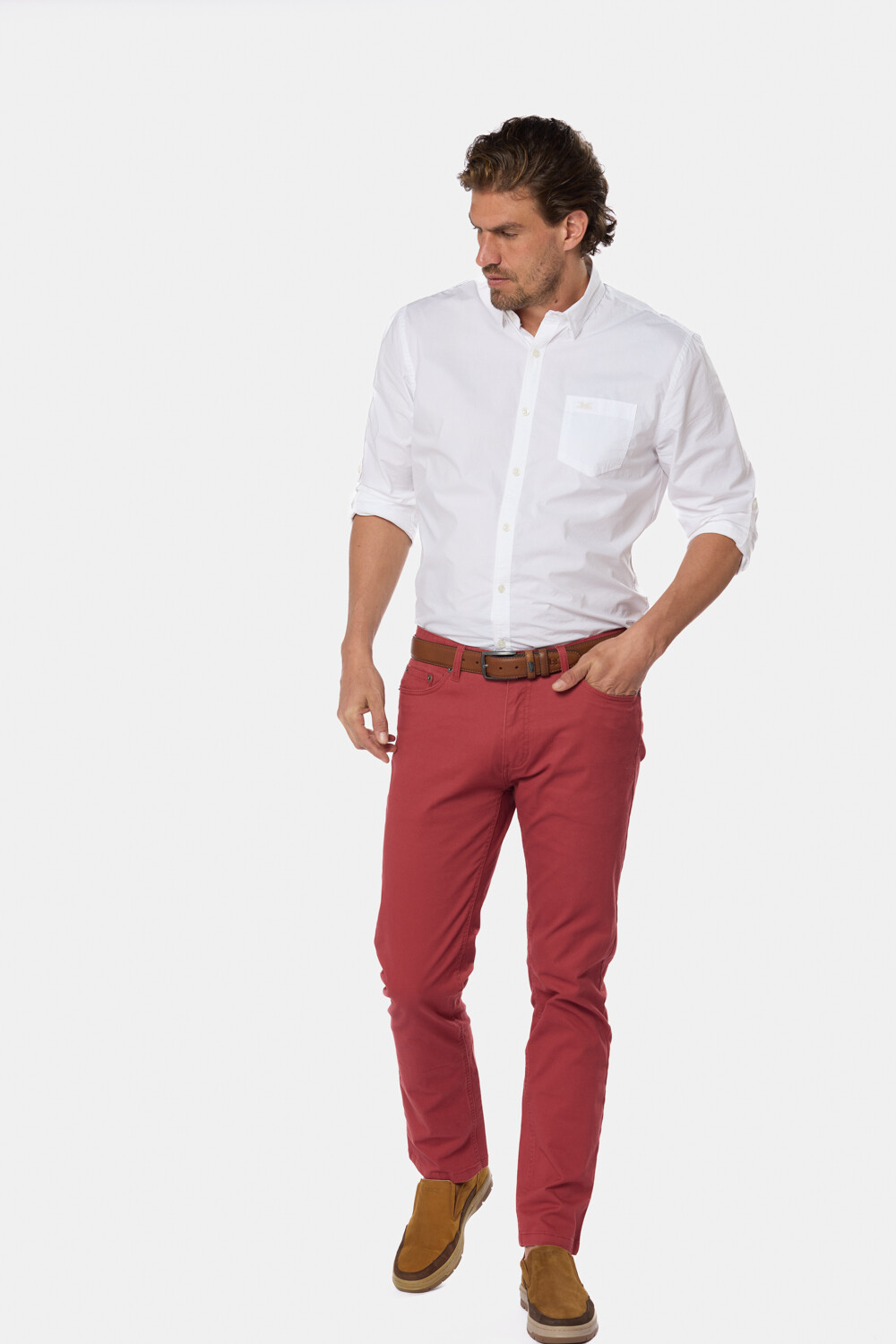 PANTALÓN 5 BOLSILLOS CON SPANDEX Bordeau