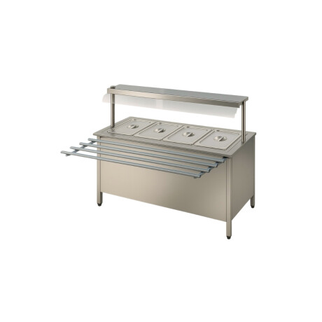 Mesa Buffet Caliente Interior Calefaccionado de Acero Inoxidable 150 x 70 x 85 cm 4 GN 1/1 Mesa Buffet Caliente Interior Calefaccionado de Acero Inoxidable 150 x 70 x 85 cm 4 GN 1/1