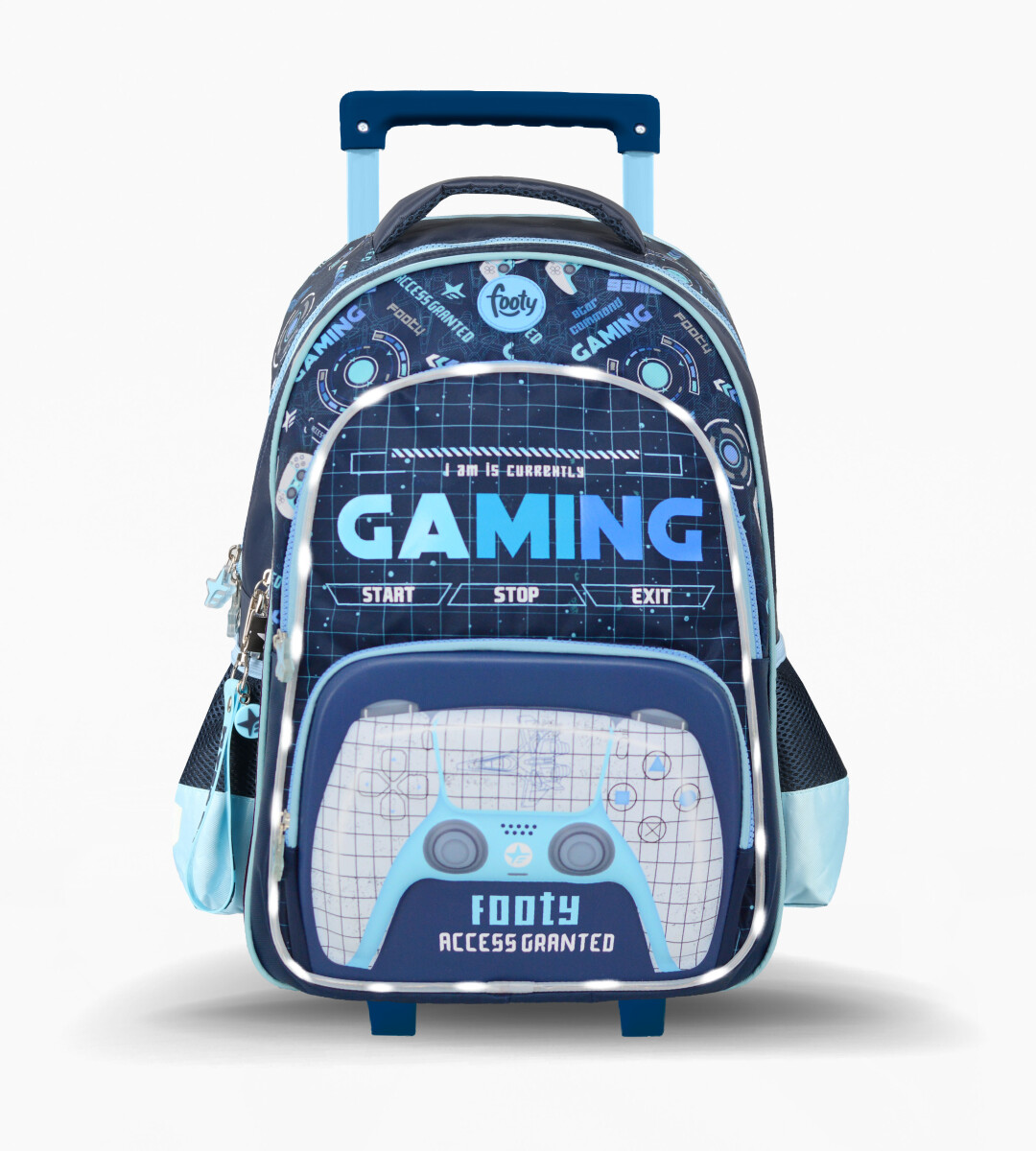 Mochila Footy Carro Gaming c/Luz - Azul Marino - Celeste 