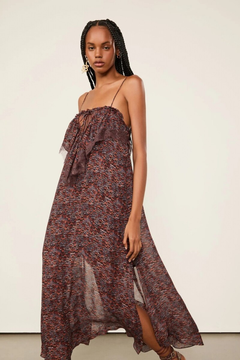 VESTIDO LARGO ENCAJE Estampado