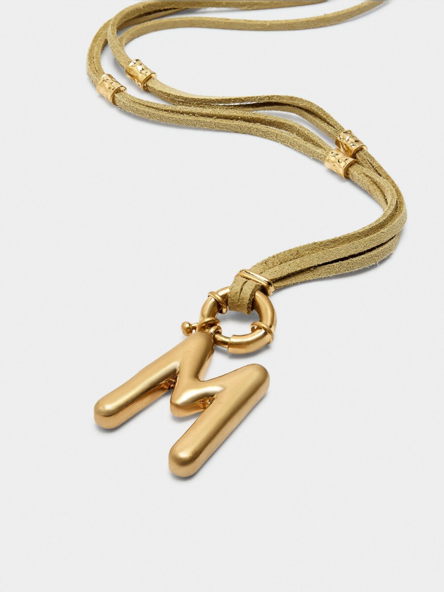 Collar De Cordón Con Letra beige