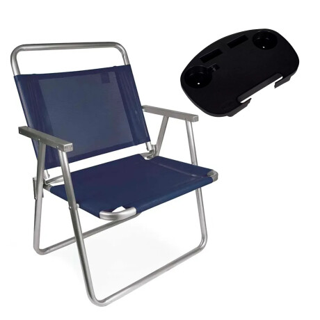 Silla Reposera 140 kg Pleg + Mesa Lateral Port Divisiones Azul
