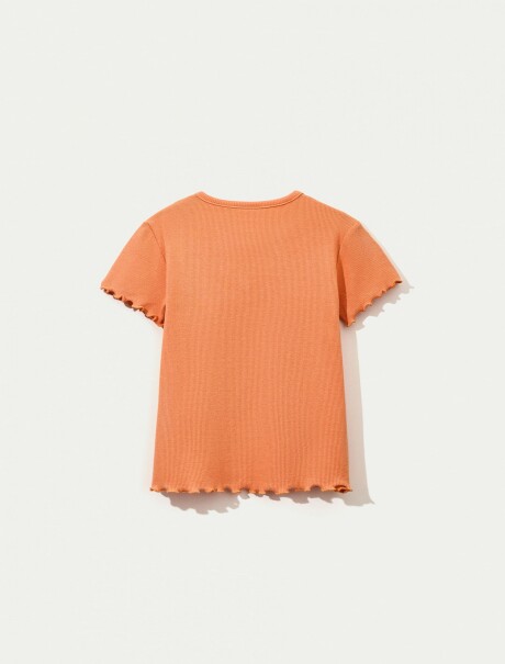 BLUSA CON BORDADO EN TELA ACANALADA NARANJA