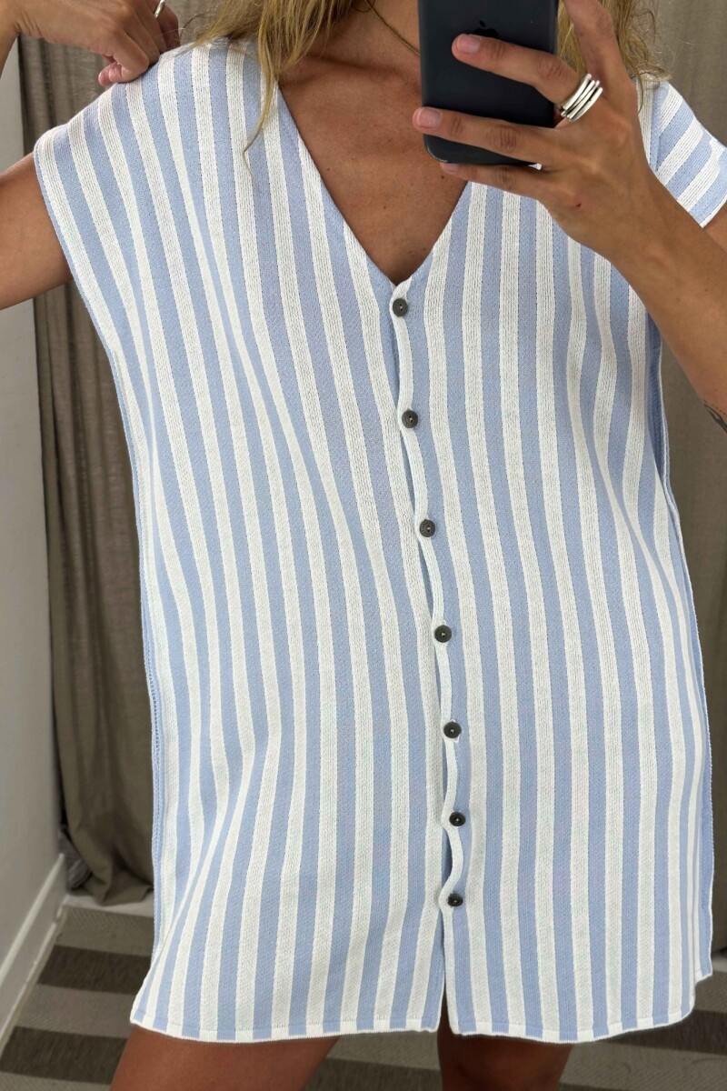 Vestido Libre Blanco/Celeste