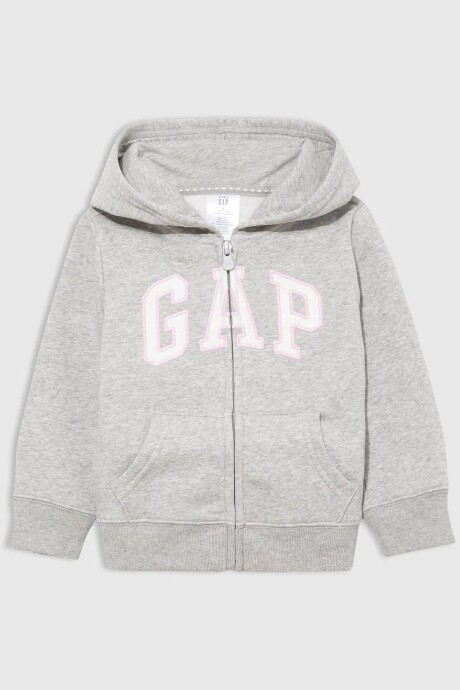 Buzo Canguro Con Cierre Logo Gap Toddler Niña Light Heather Grey B08