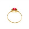 Anillo Halo-Oro Bajo-Piedra Rubí y Zirconias-AN8143 conpiedra