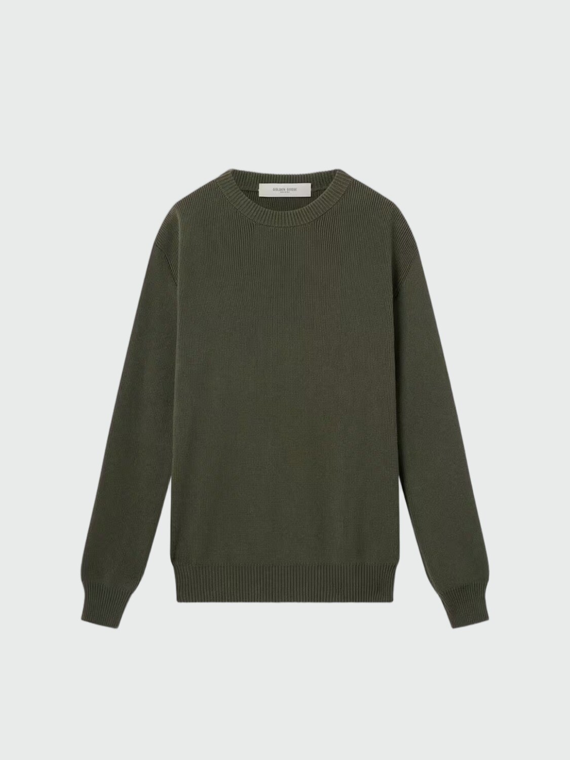 Golden Goose sweater de punto cuello redondo en algodón orgánico con logo Marrón