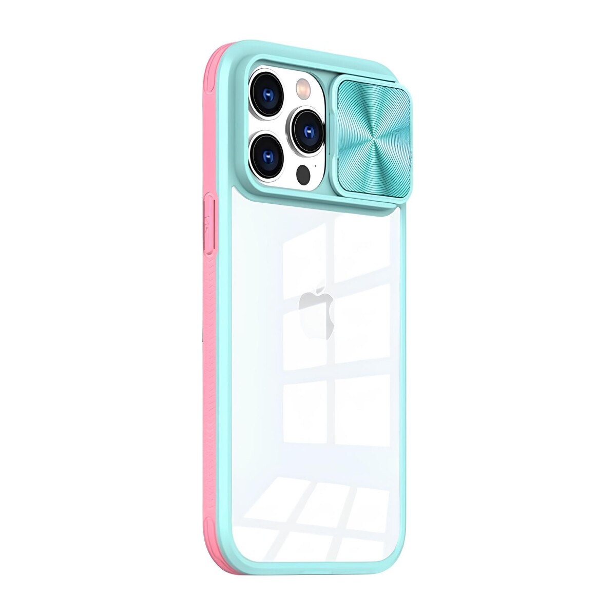 Protector Case con Protector de Cámara Slide para iPhone 15 Pro Max Sky blue+pink