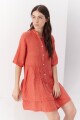 VESTIDO LINO STEP CORAL