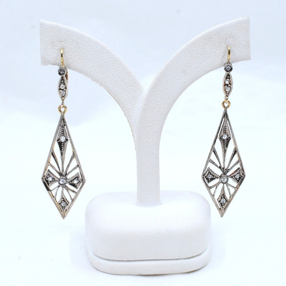 Caravanas Antiguas En Oro 18K Y Diamantes Caravanas Antiguas En Oro 18K Y Diamantes