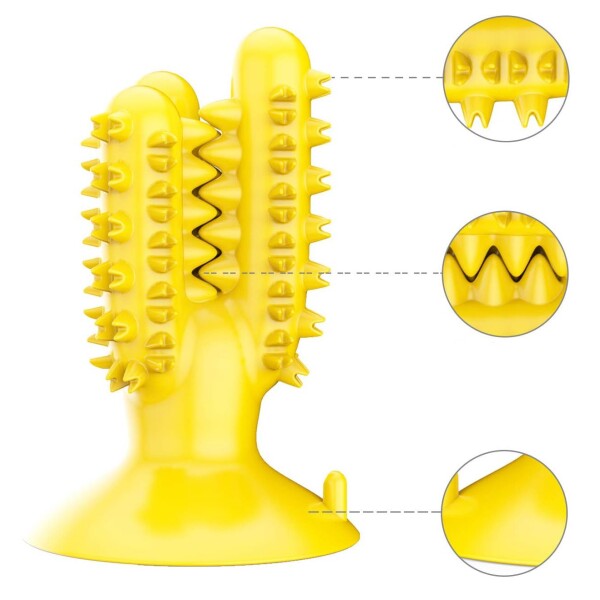 Juguete Dental Cactus Perro Higiene C/ Ventosa Limpia Sarro Color Variante Amarillo