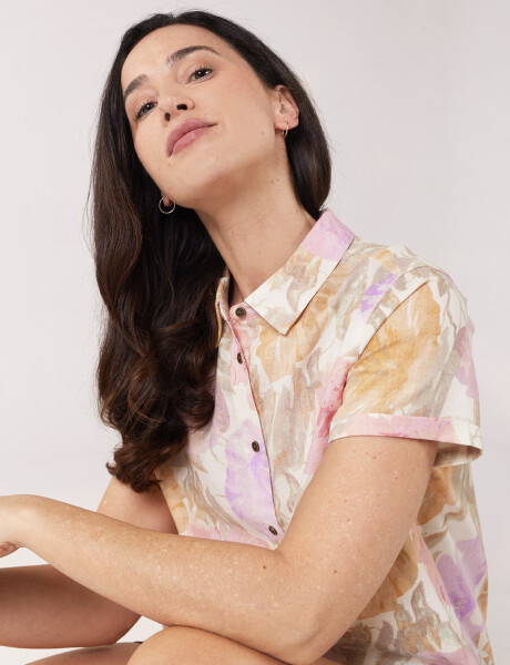 CAMISA DE LINO ESTAMPADA Rosa