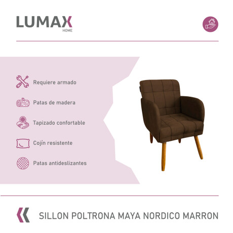 Pack x2 Sillón poltrona 1 cuerpo Lumax Maya nórdico de tela Marron