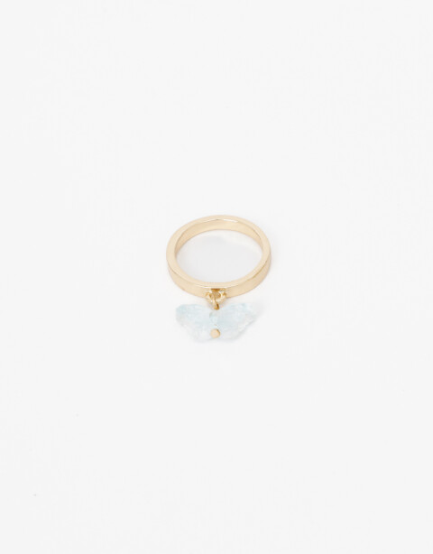 Anillos Chicos Acrilico Anillo Dije Mariposa. - Dorado