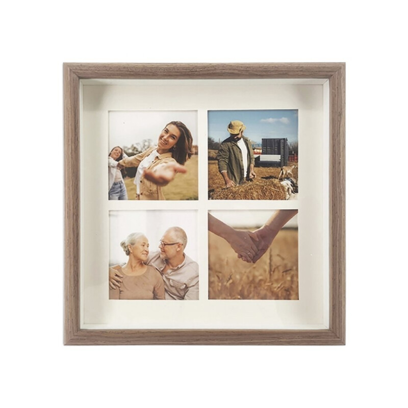 Portarretrato cuadro para cuatro fotos 27x27cm cuadrado MADERA