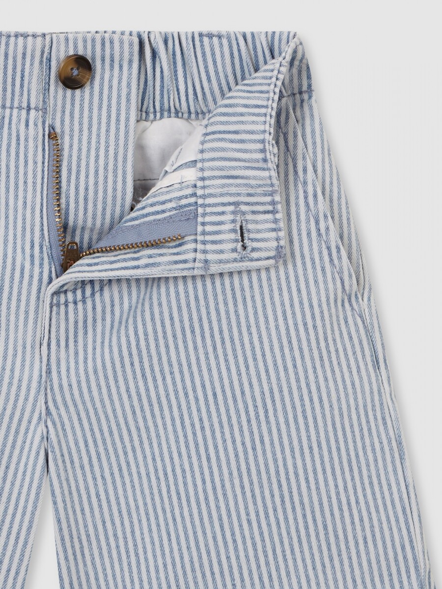 Pantalon De Micro Rayas Azul Claro