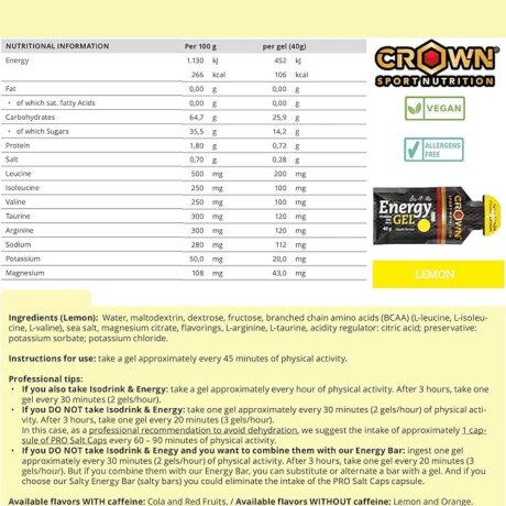 Energy Gel Crown Caja 12 unidades Limon
