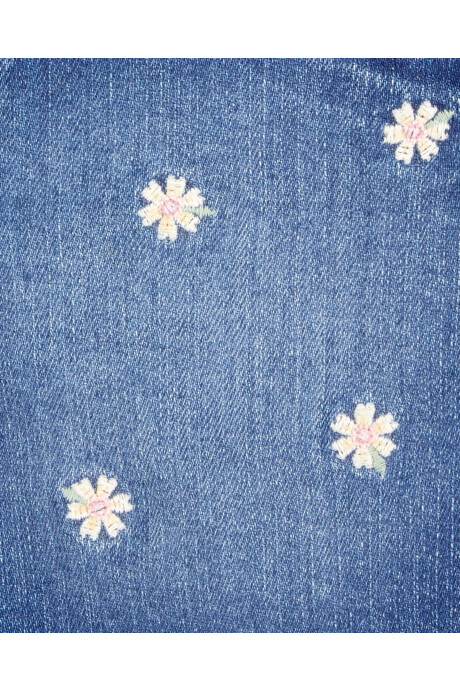Short jean con bordado floral Sin color