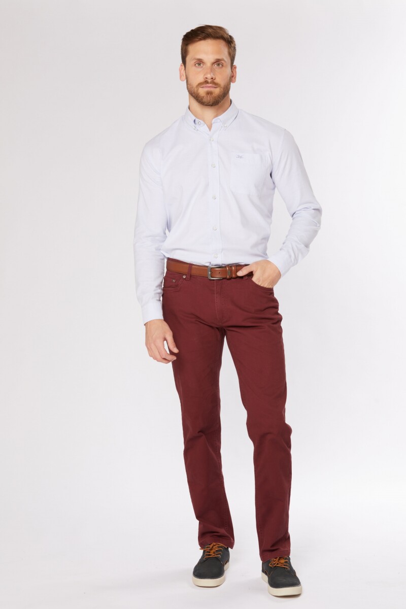 PANTALÓN 5 BOLSILLOS CON SPANDEX - Bordo Oscuro 