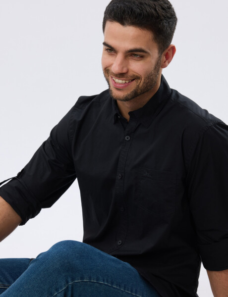 CAMISA LISA DE ALGODÓN Negro