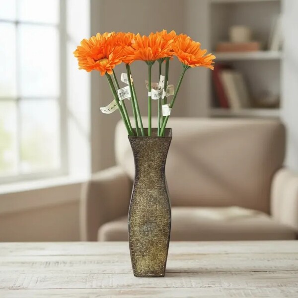 Flor Artificial Gerbera naranja Tallo Largo Flor Artificial Gerbera naranja Tallo Largo