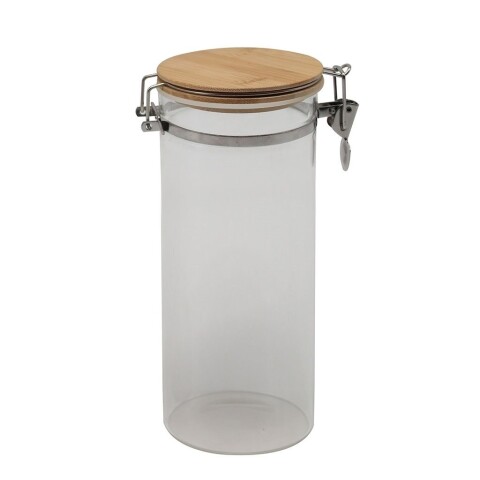 RECIPIENTE BORO 1700ML TAPA MADERA/BROCHE D10X23CM RECIPIENTE BORO 1700ML TAPA MADERA/BROCHE D10X23CM