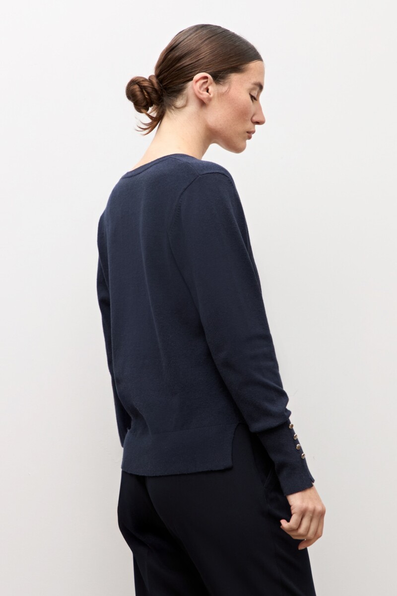 Cardigan abotonado azul marino