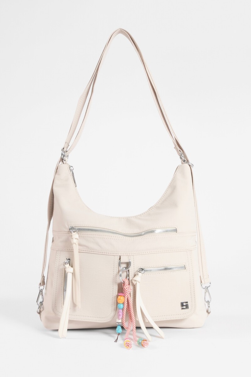 Hobo mochila con llavero removible beige