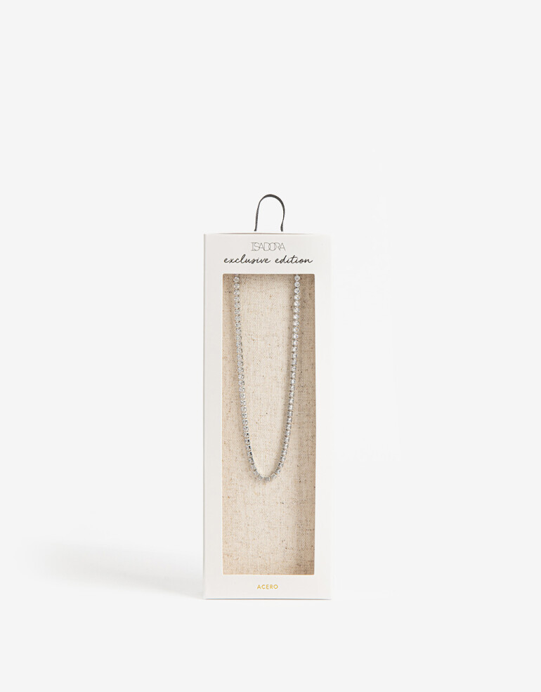 Collares Cortos Piedras Collar Tennis De Acero Con Cubic - Plateado