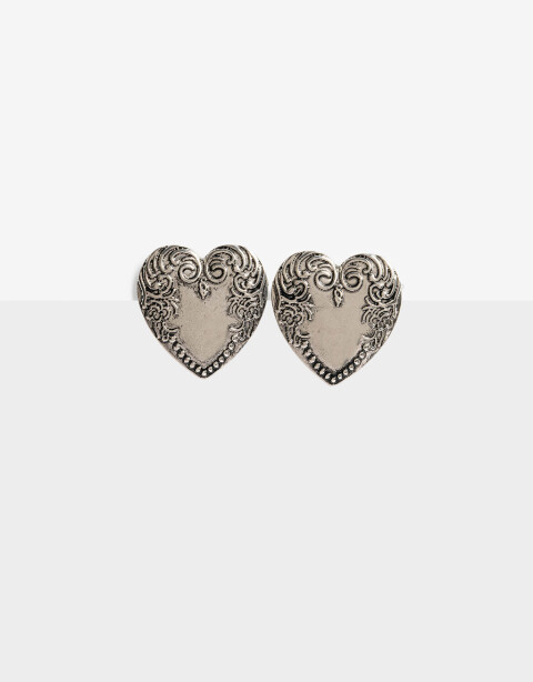 Aros Pasantes Folk Aros Pasantes Corazones Boho - Plateado Antique Silver