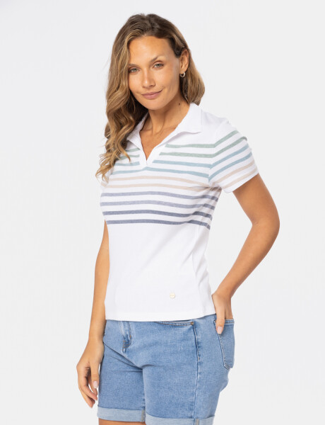 REMERA POLO RAYADA Blanco