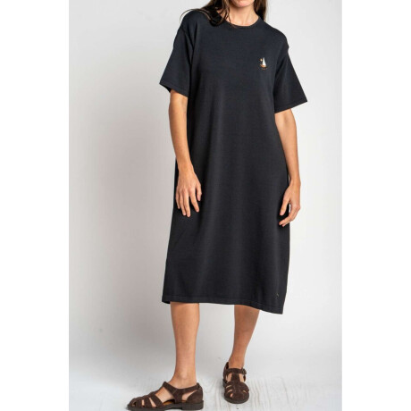 Vestido Tejido Con Bordado Negro